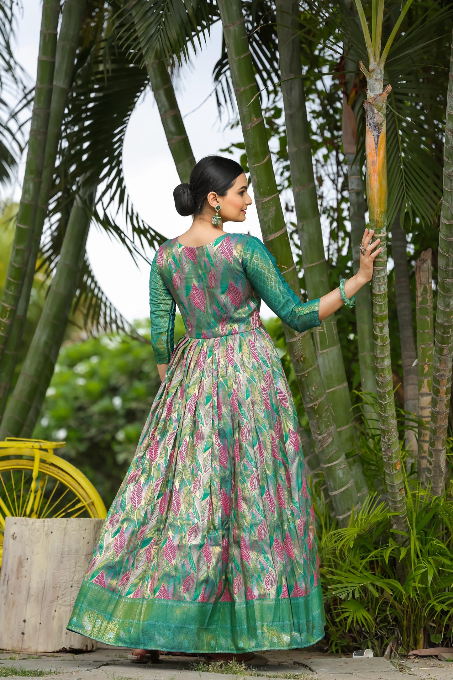 Banarasi Soft silk copper weaving gowns