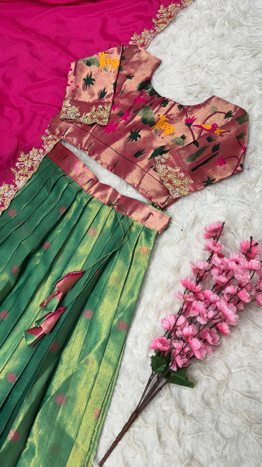Two tone Paithani lehenga