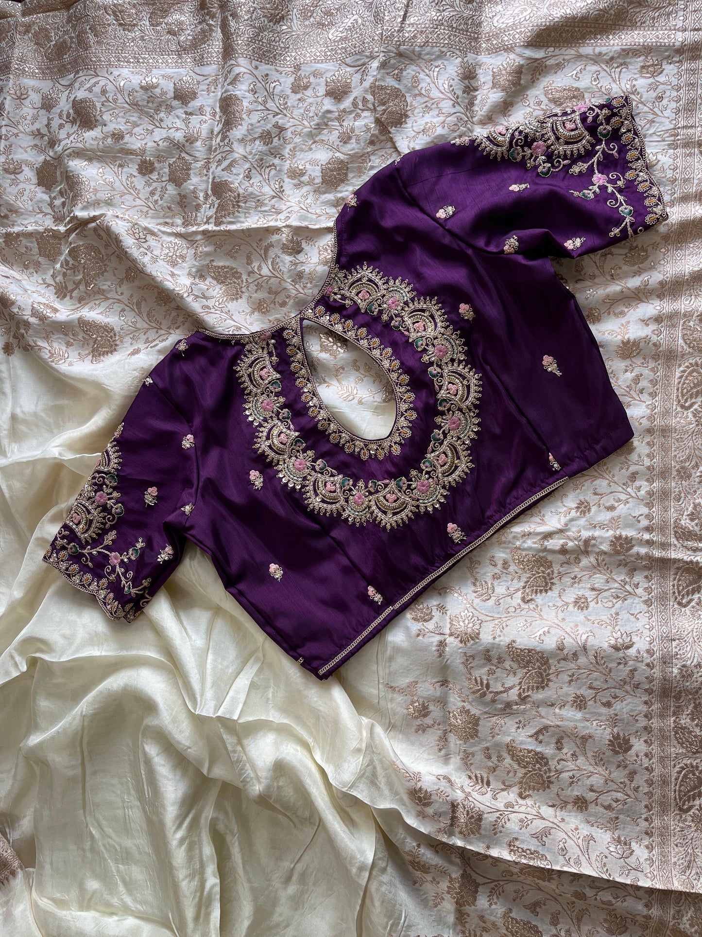 Luxe Banarasi saree with stitched blouse