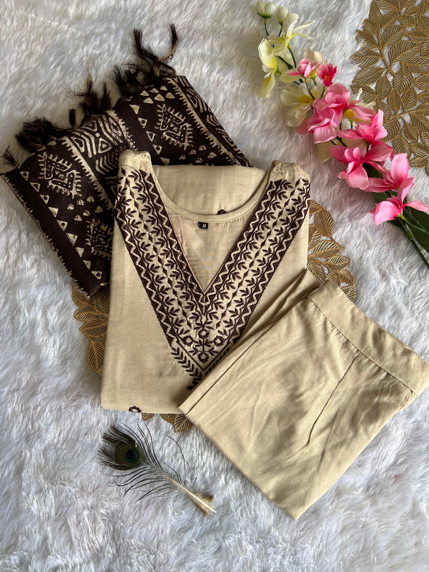Khadi Cotton 3 Pieces Kurti Set
