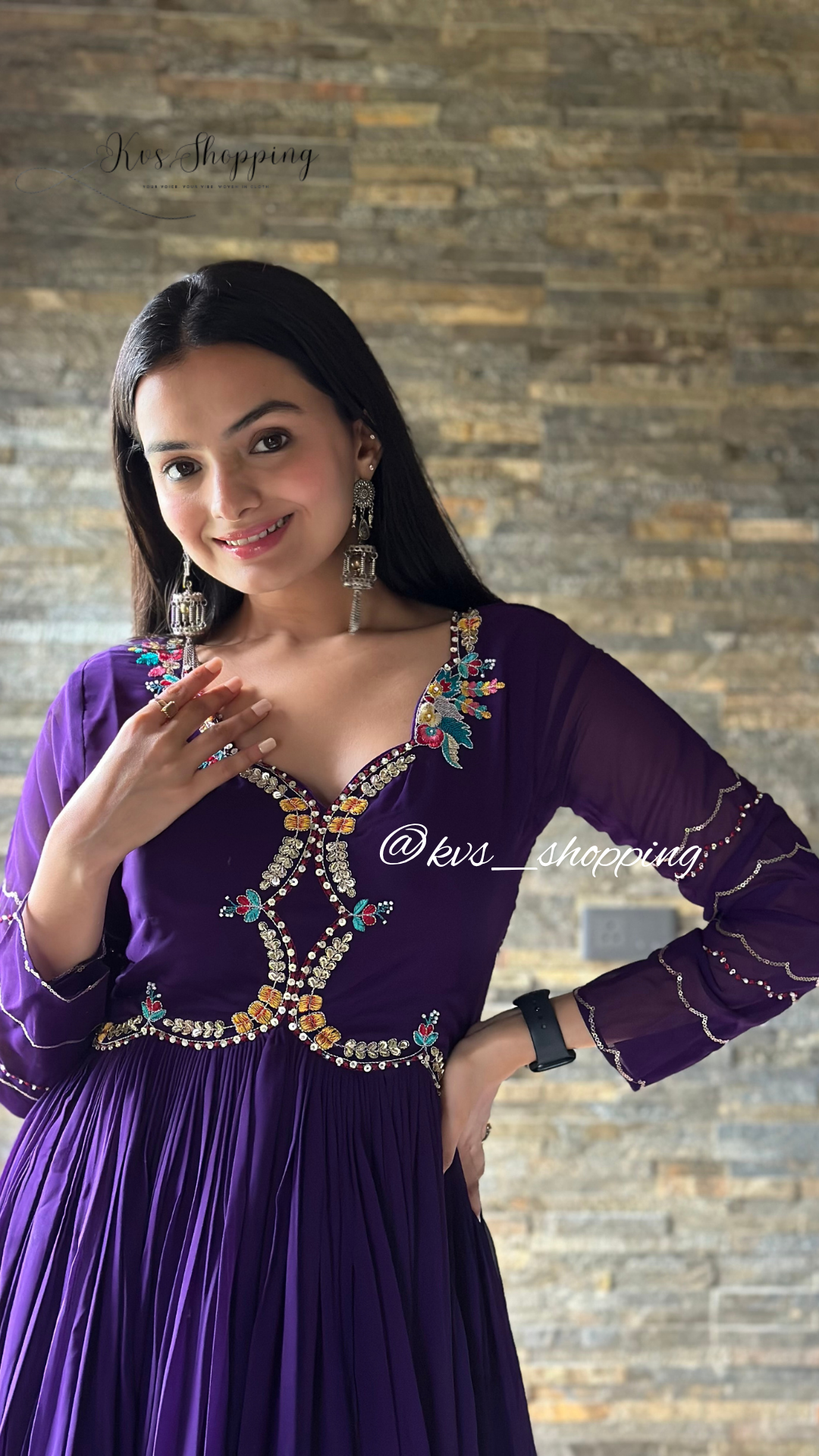 Georgette Colourful embroidery Party Full Gown