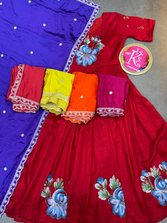 Hand painted traditional gowns with dupatta