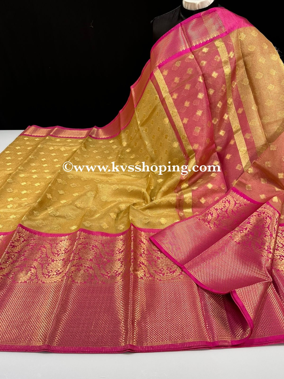 Semi Soft Golden Kota Tissue Budget Sareea (Celebrate inspired)