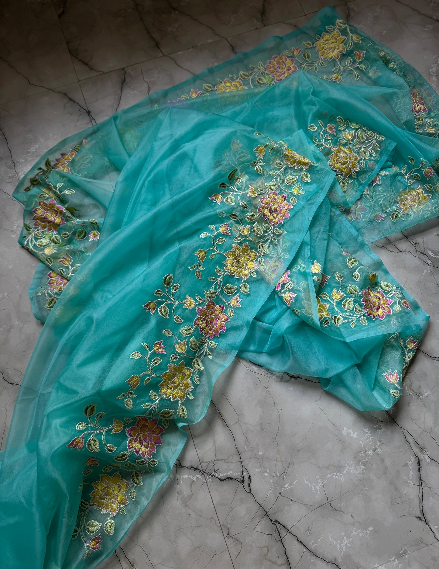 Banarasi Kora organza sarees with embroidery work