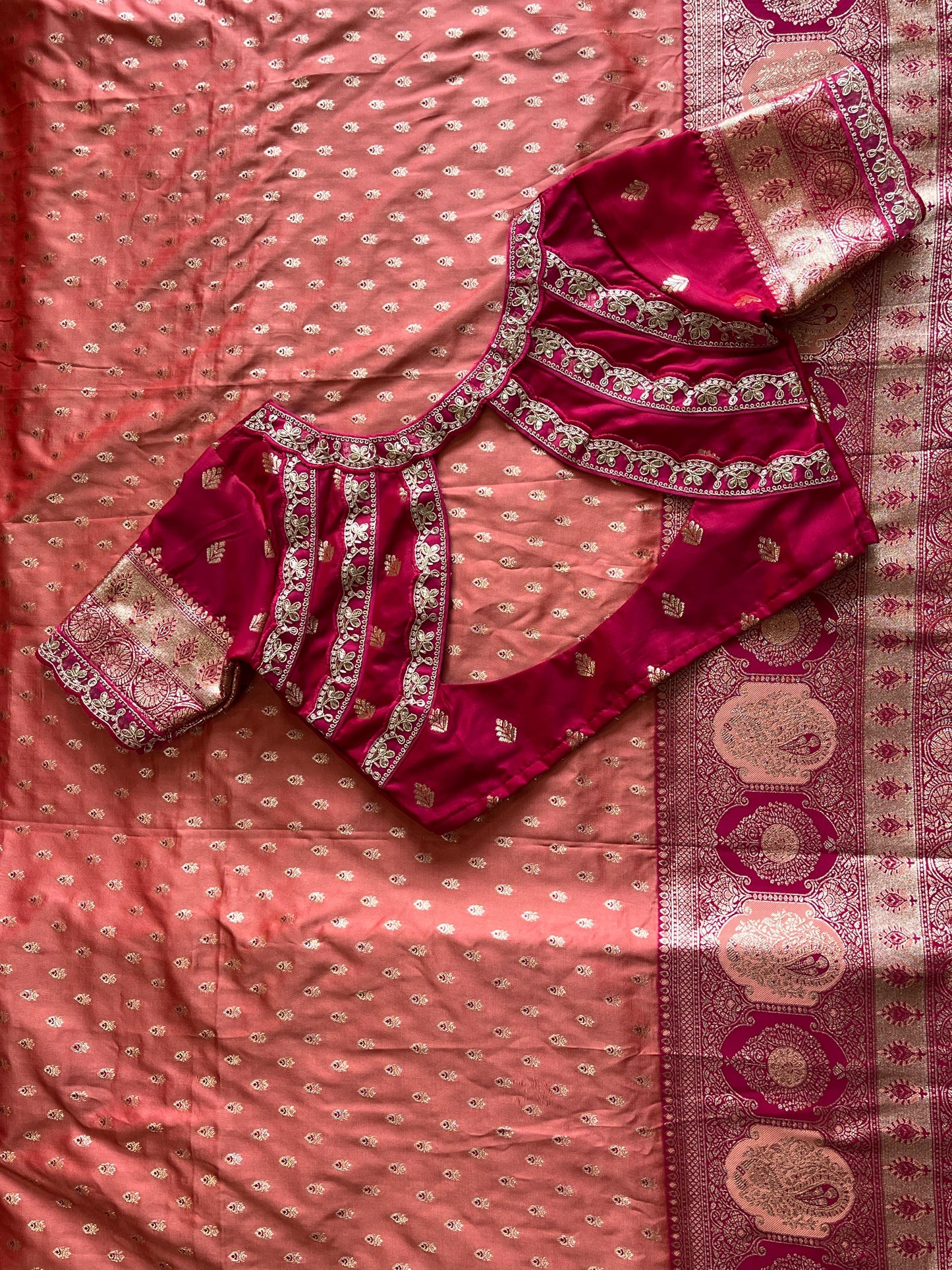 Weaving Banarasi saree with stitched blouse