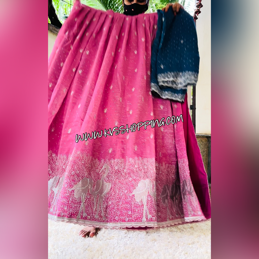 Unicorn sparrow pastel Unstitched Lehengas Sets