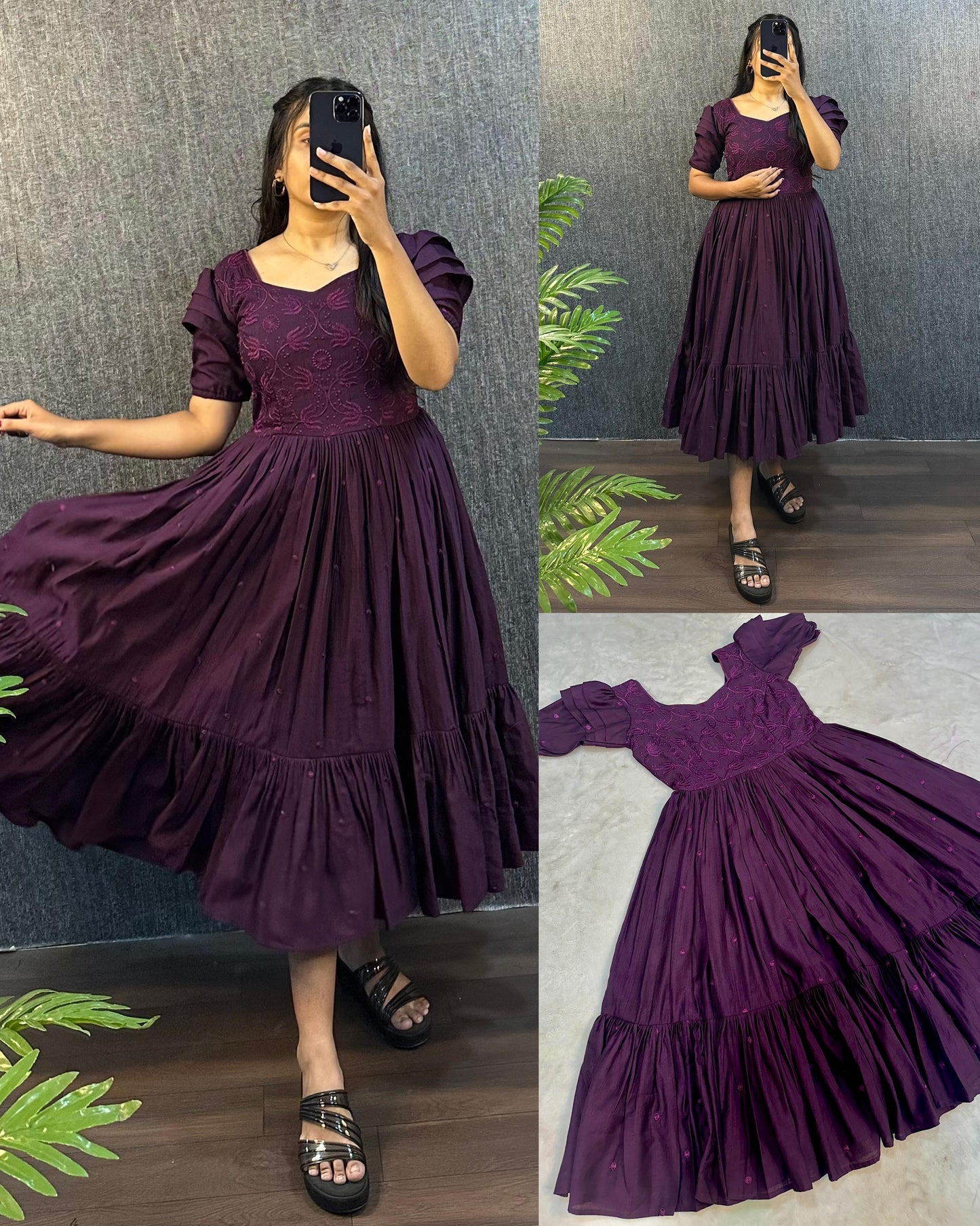 Sundari work gowns with unique style hands