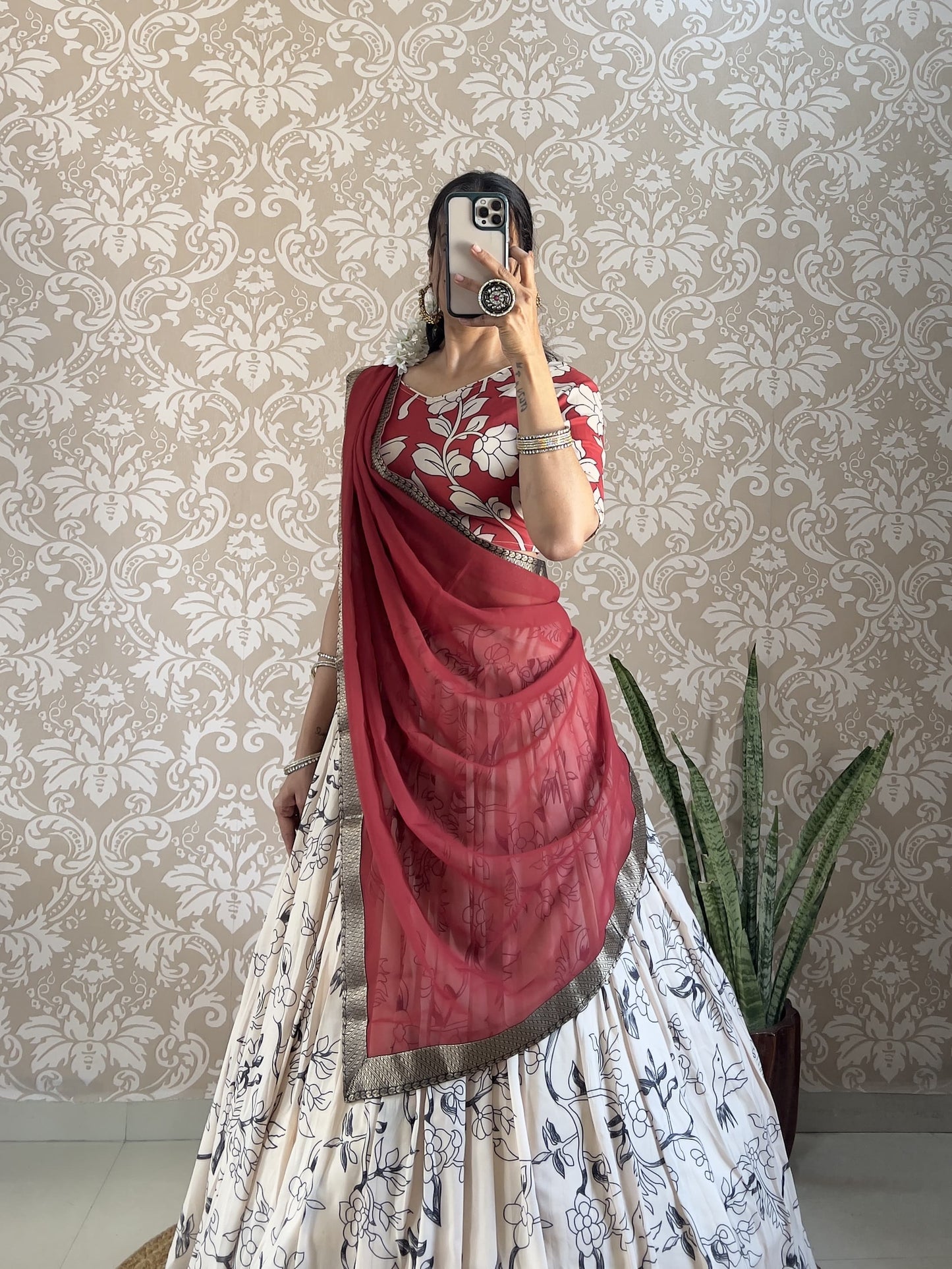 Kalamkari printed fully stitched Lehenga sets