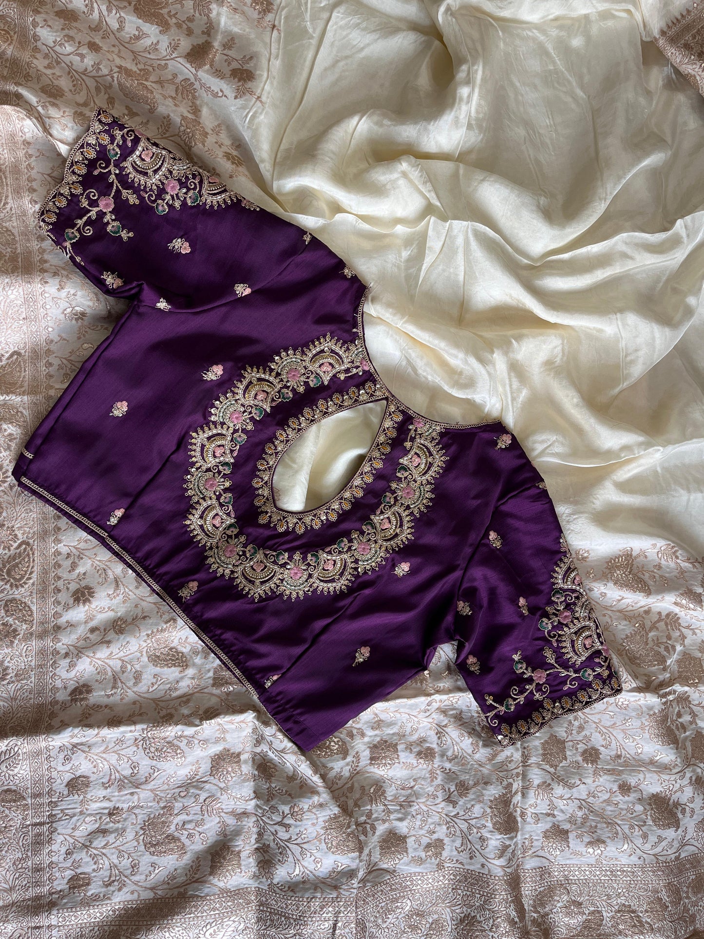 Luxe Banarasi saree with stitched blouse