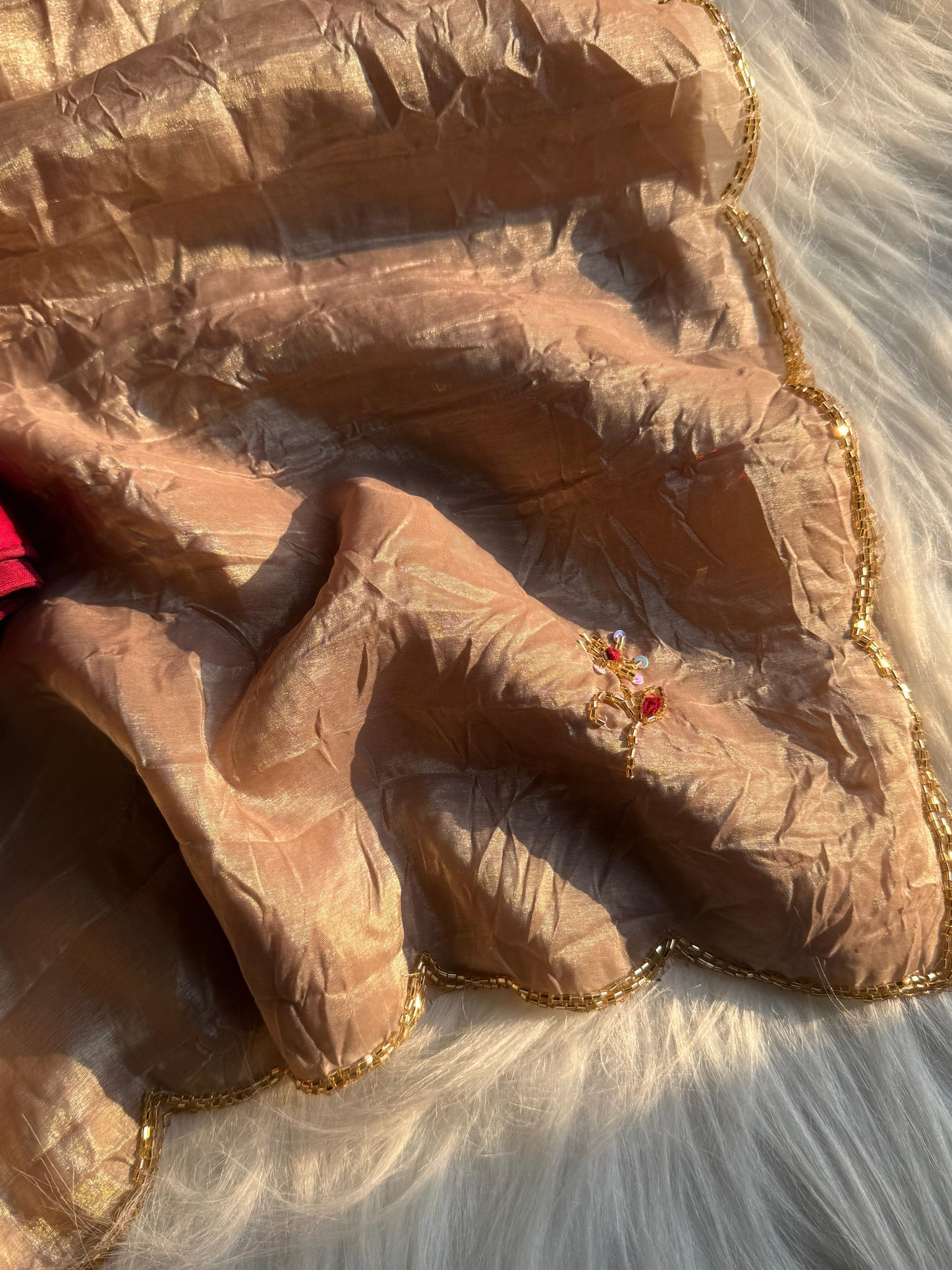 Glass Tissue Saree with stitched blouse