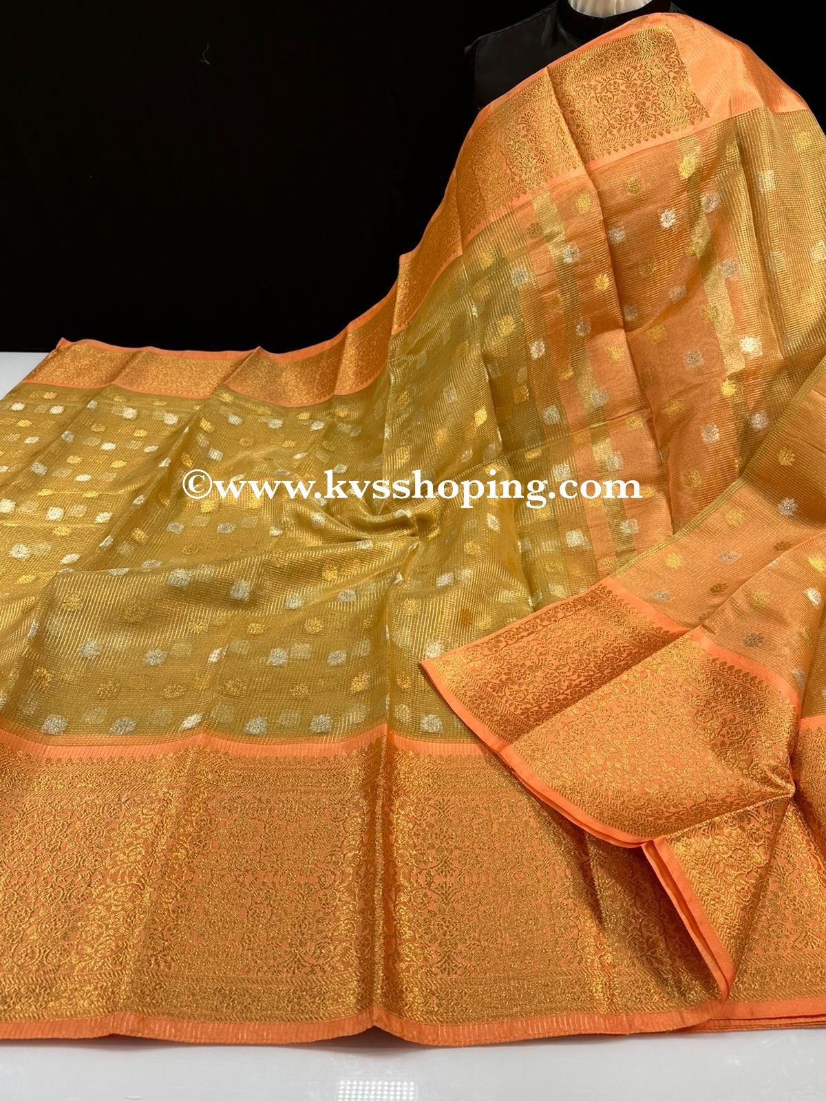 Semi Soft Golden Kota Tissue Budget Sareea (Celebrate inspired)