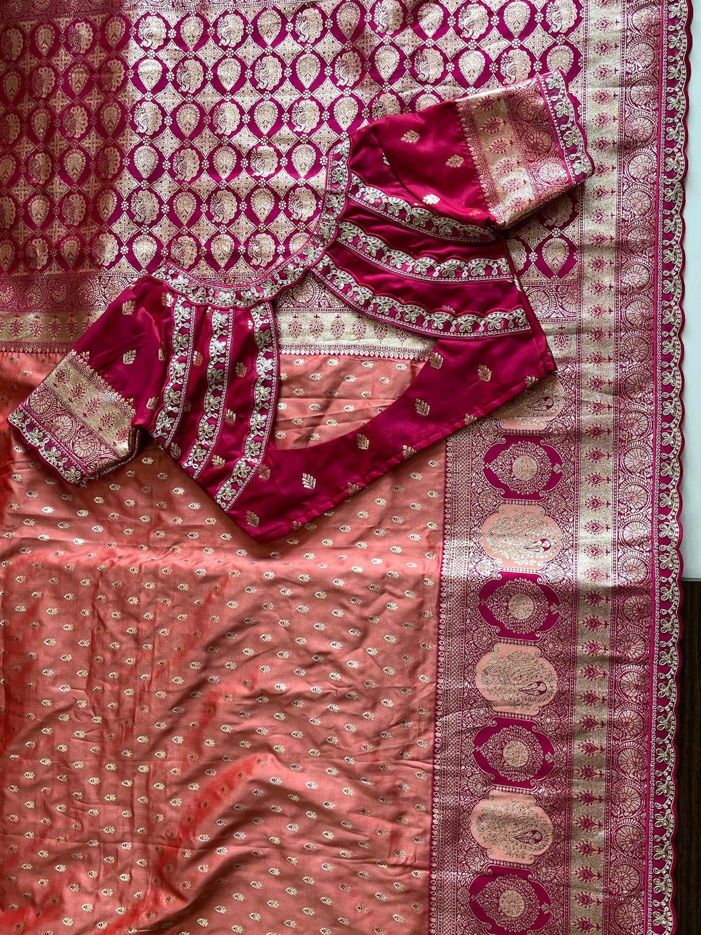 Weaving Banarasi saree with stitched blouse