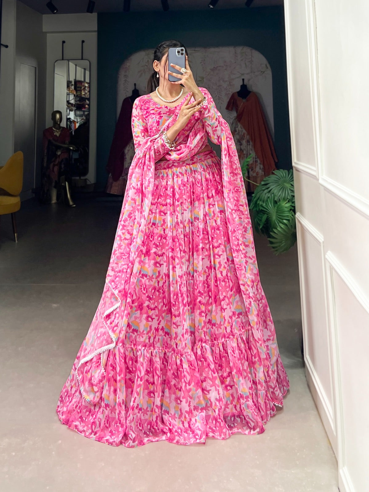 Floral Blend Georgette lehenga set