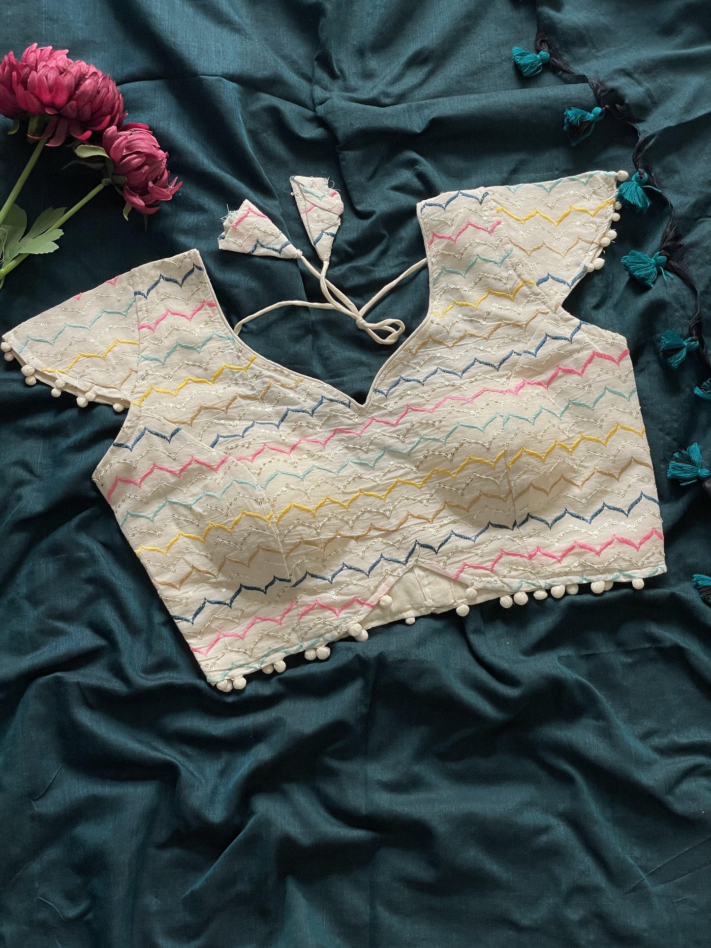 Khadi cotton with Heavy Embroidery work blouse