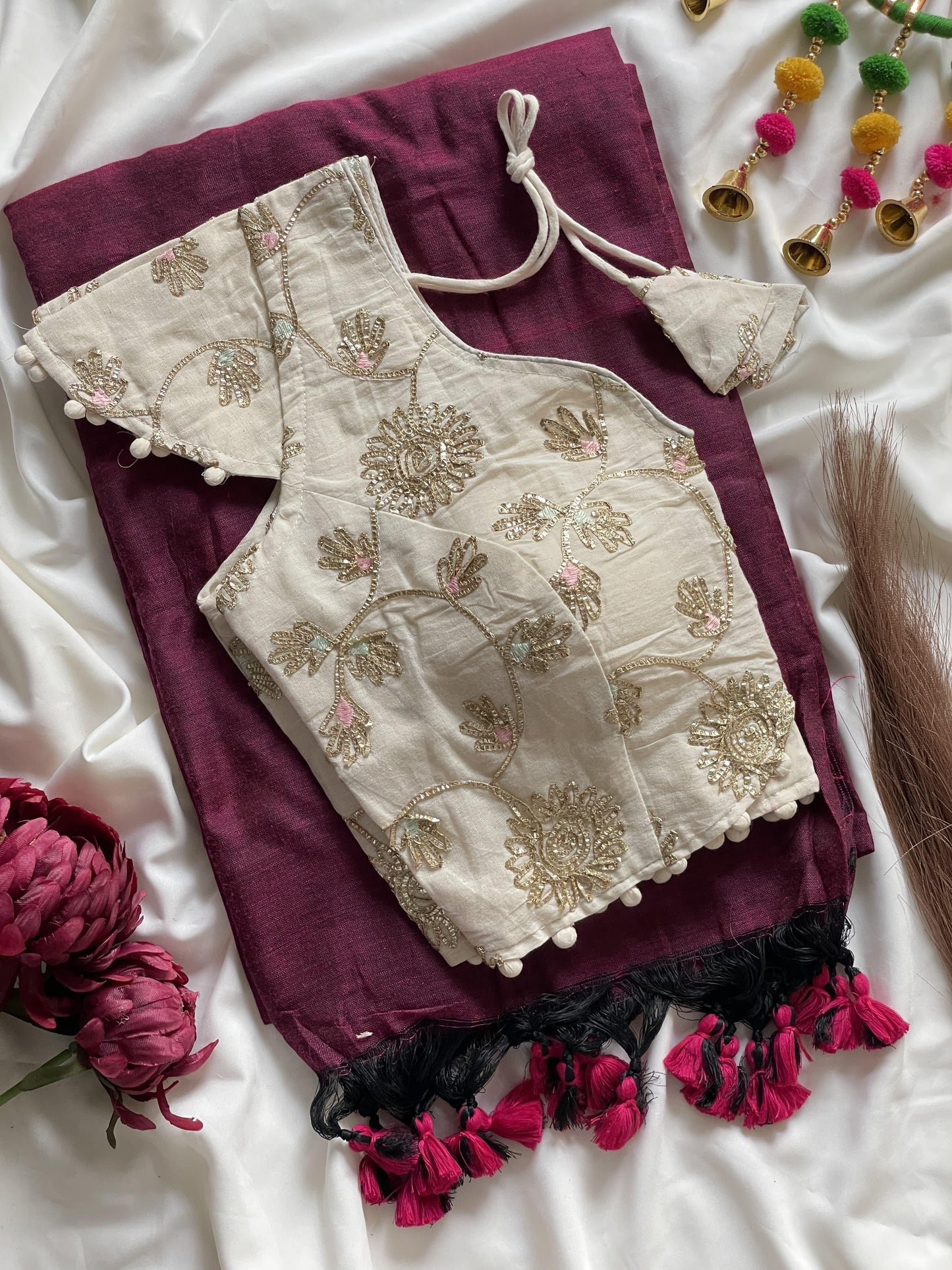 Khadi cotton with Heavy Embroidery work blouse