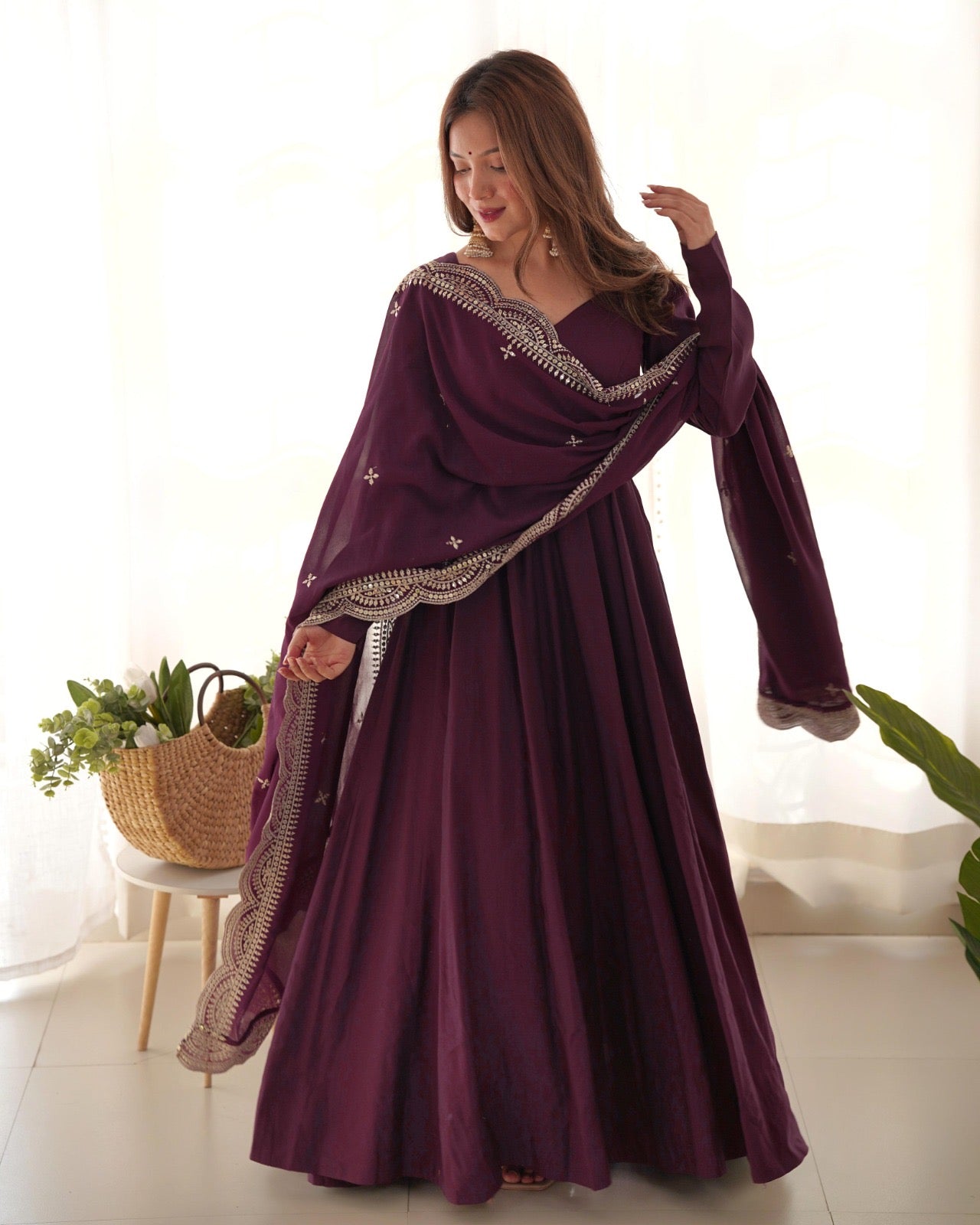 Celebrate Style Anarkali Gowns with cutwork dupatta