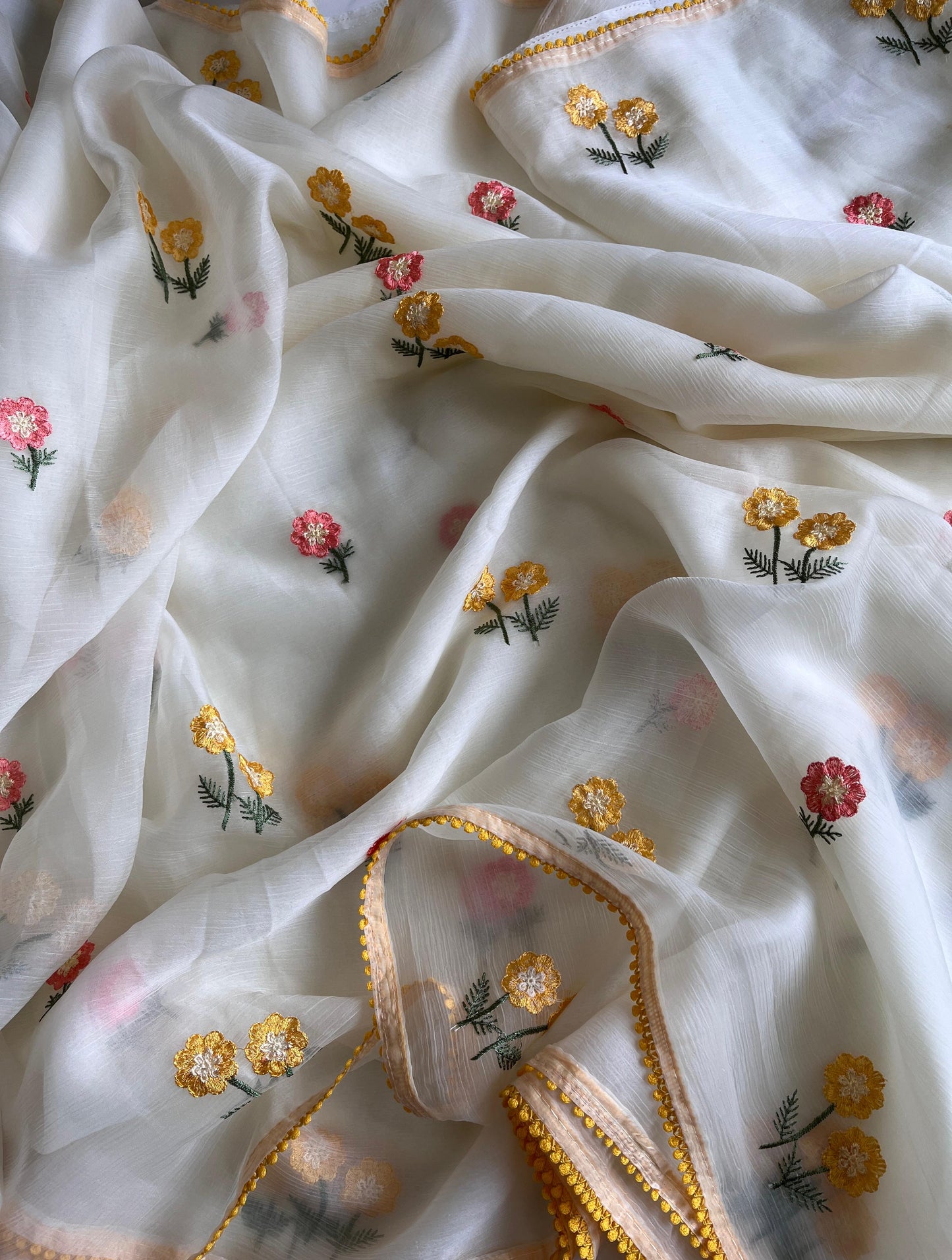 Pure Chiffon Organza Saree with embroidery work budget sarees