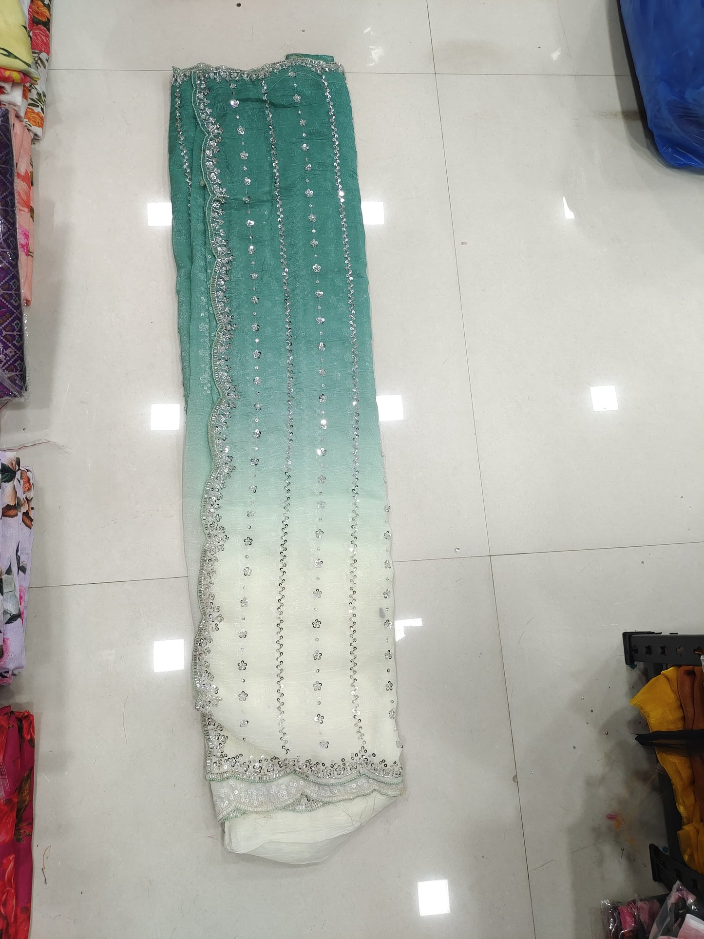 Fandy silk duel shade luxe beads sarees