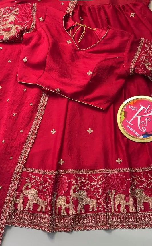 Elephant handwork cutwork Lehenga