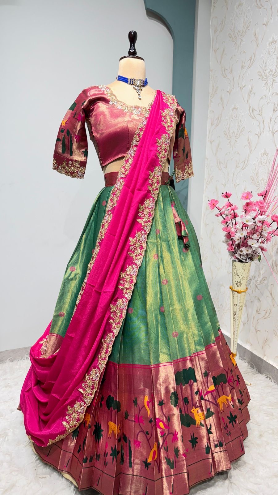 Two tone Paithani lehenga