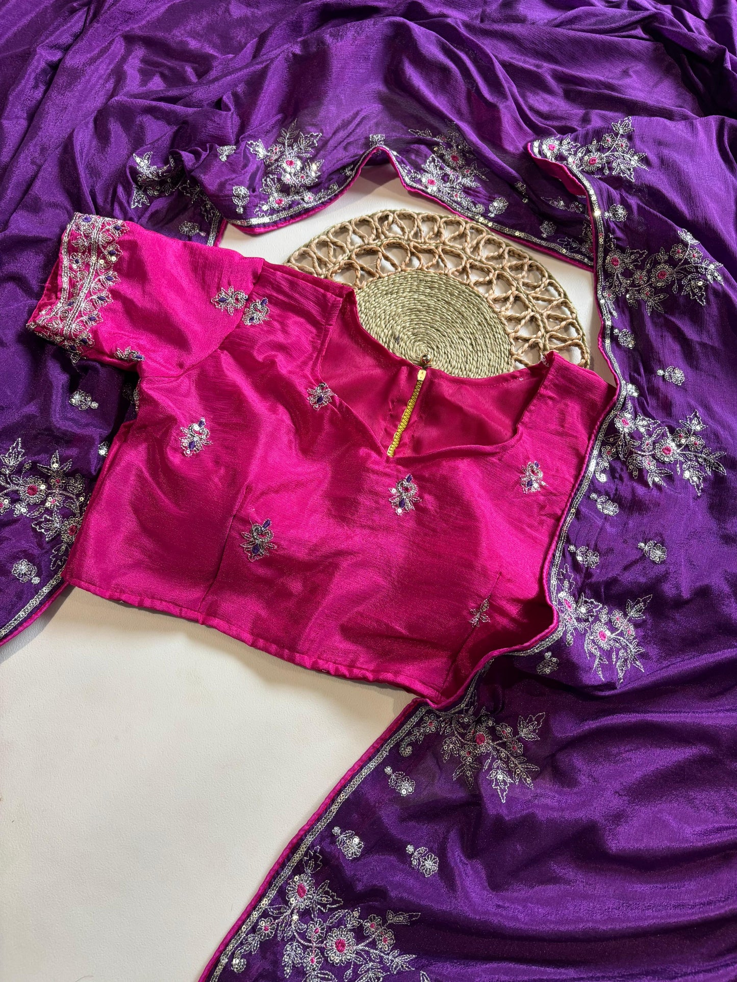 Celebrity inspired sari with stitched blouse