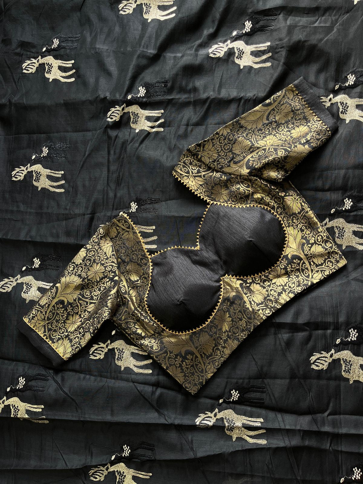 Chanderi Thread zari with desginer stitched blouse