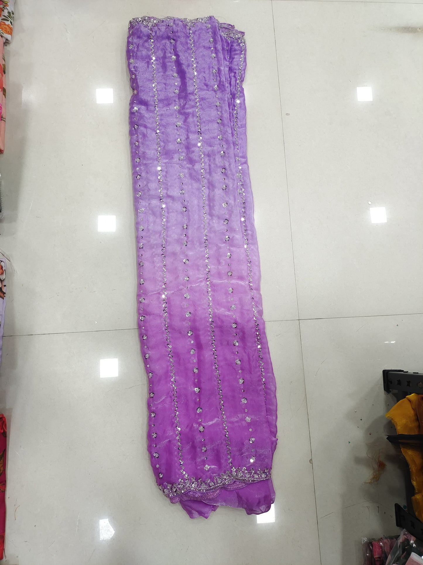 Fandy silk duel shade luxe beads sarees