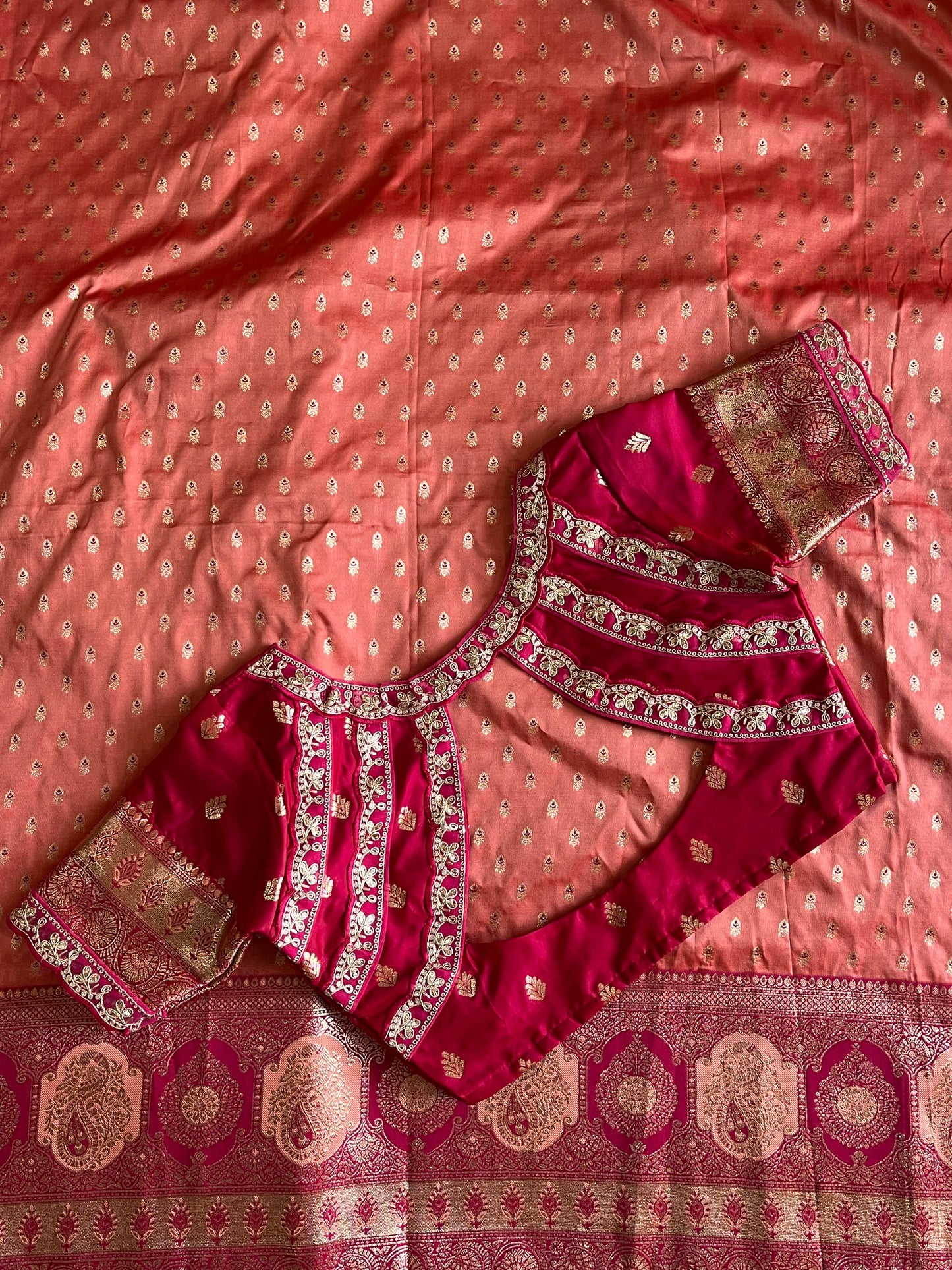 Weaving Banarasi saree with stitched blouse
