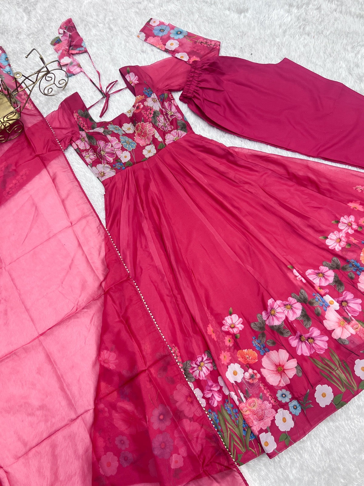 Anarkali Gown 3 Pieces Sets Floral Designer