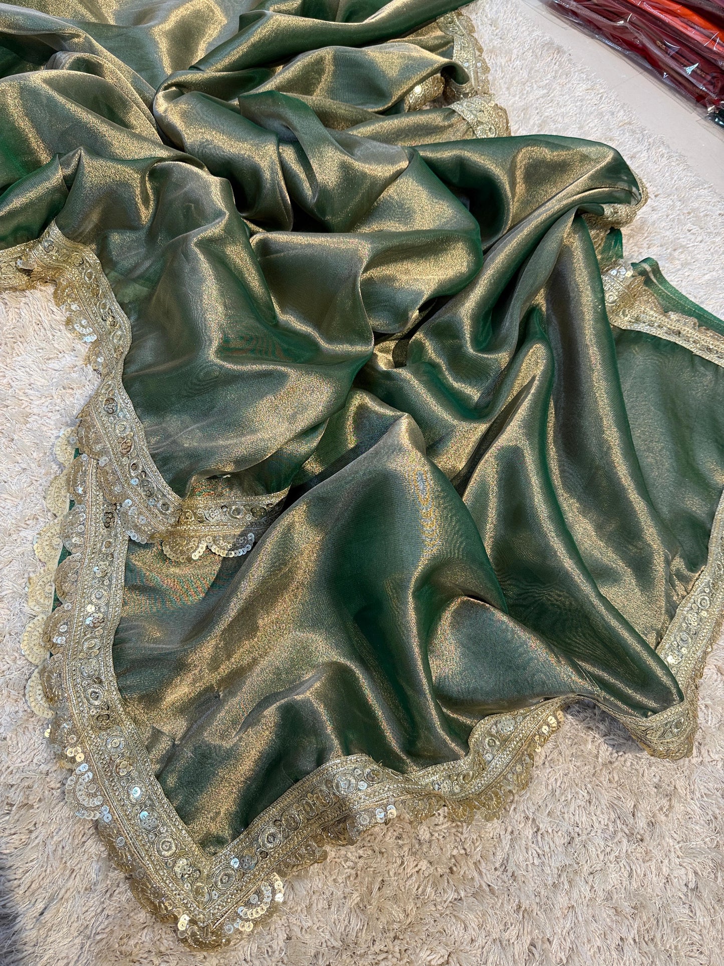 Green Soft Tissue Banarasi