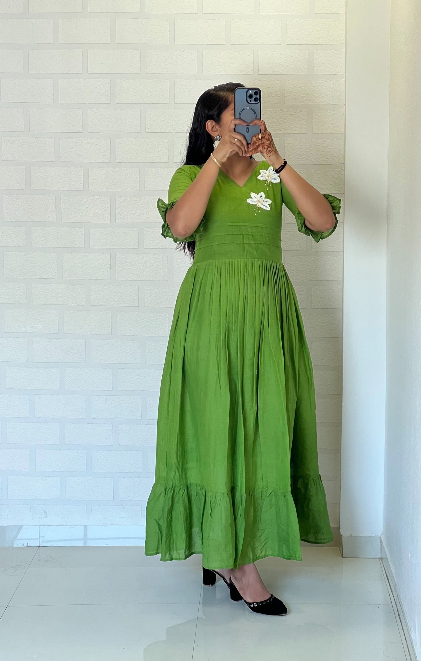 Hand work Mul Cotton party wear gowns