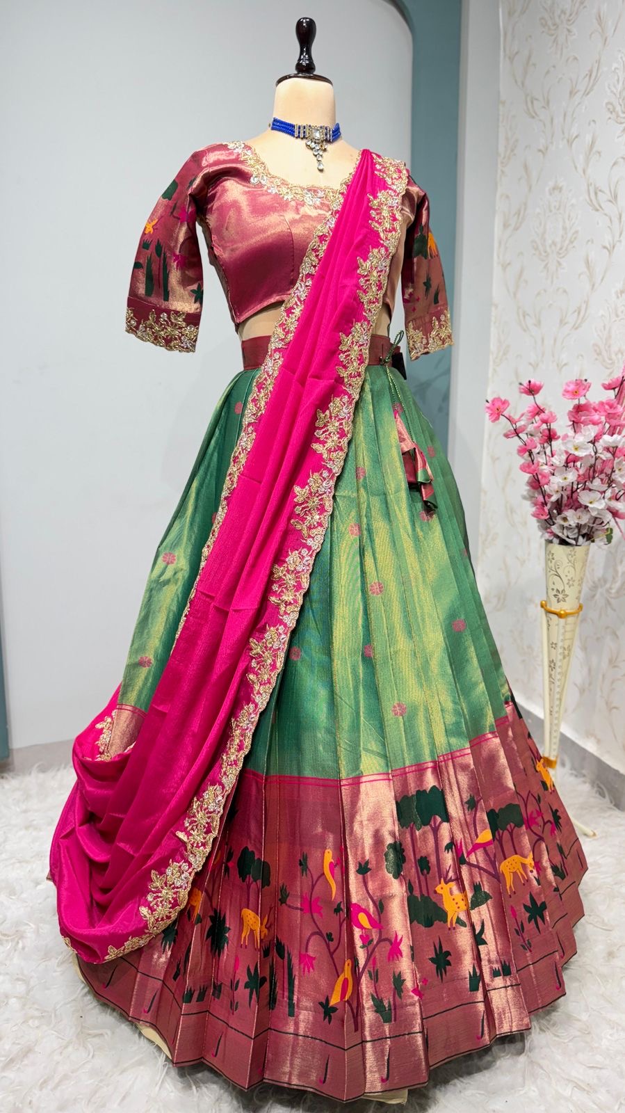 Two tone Paithani lehenga