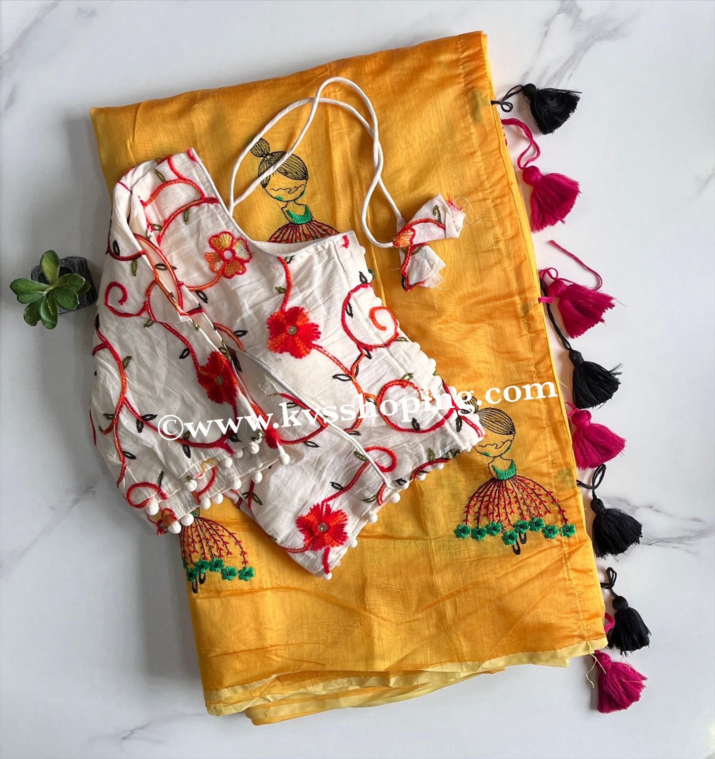 Premium Chanderi Saree with stitched Blouse (Celebrate inspired)