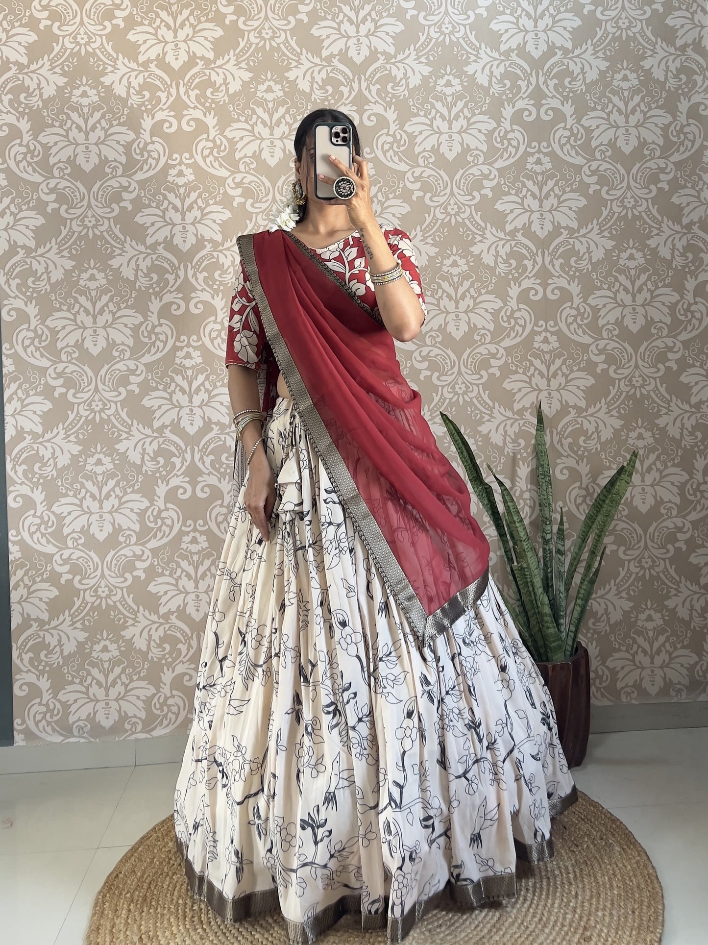 Kalamkari printed fully stitched Lehenga sets