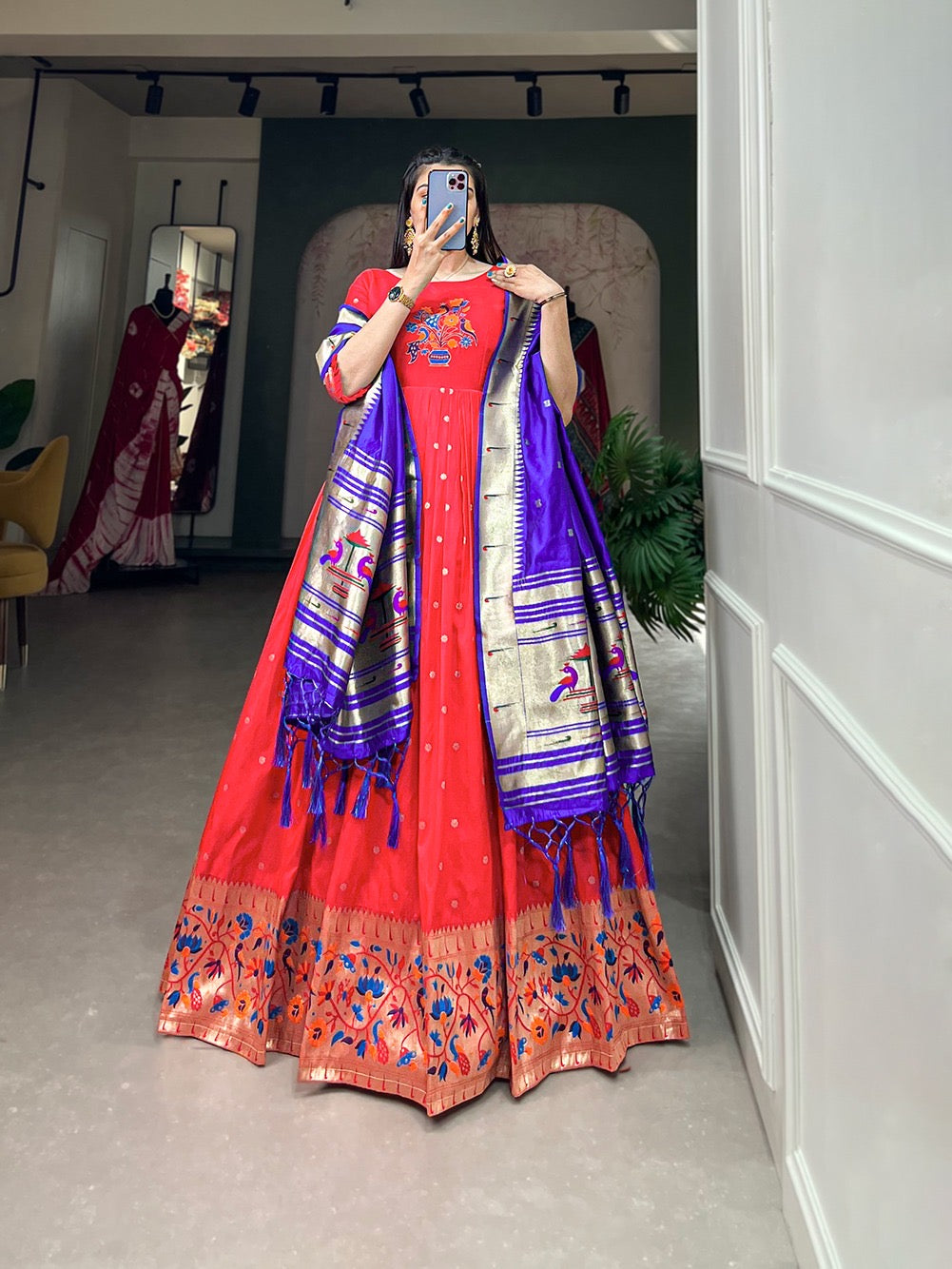 Paithani Gowns with weaving dupatta