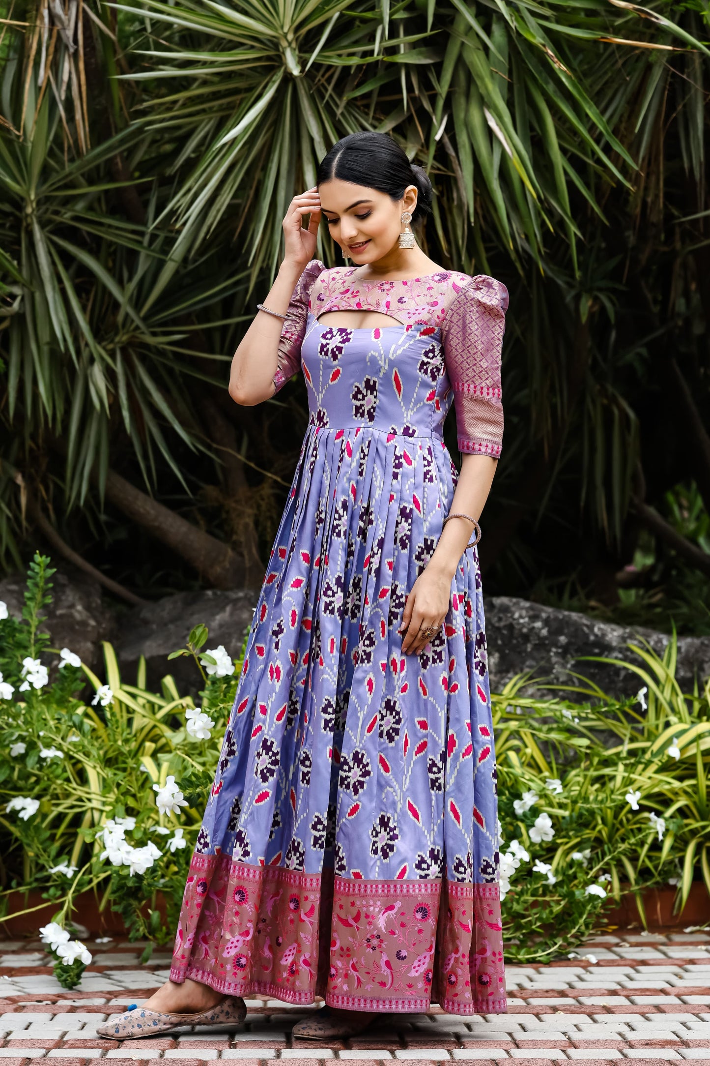 Orange Soft Silk Weaving Gown