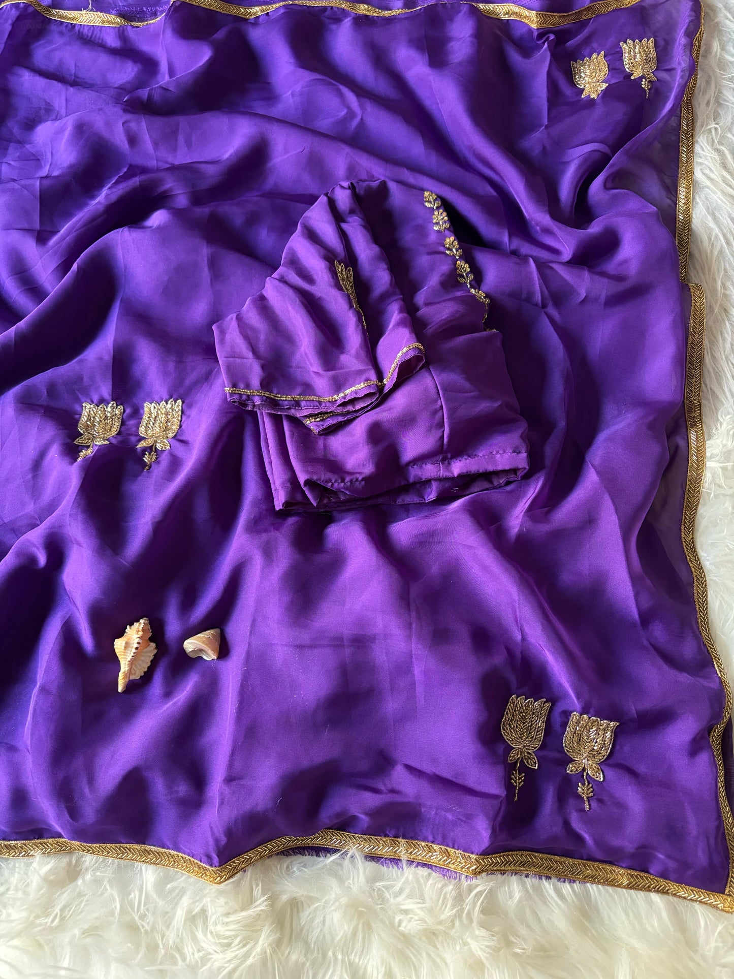 Celebrity Inspired Handcrafted saree with stitched blouse Luxe