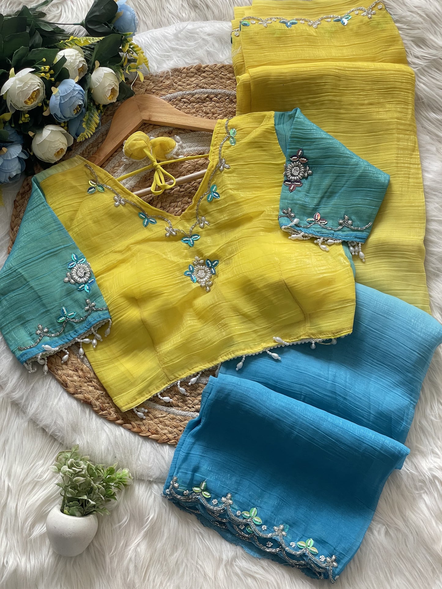 Designer Saree with stitched work blouse