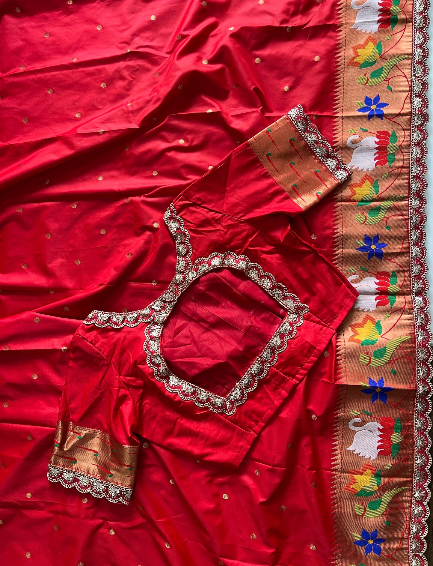 Banarasi Paithani saree with stitched blouse