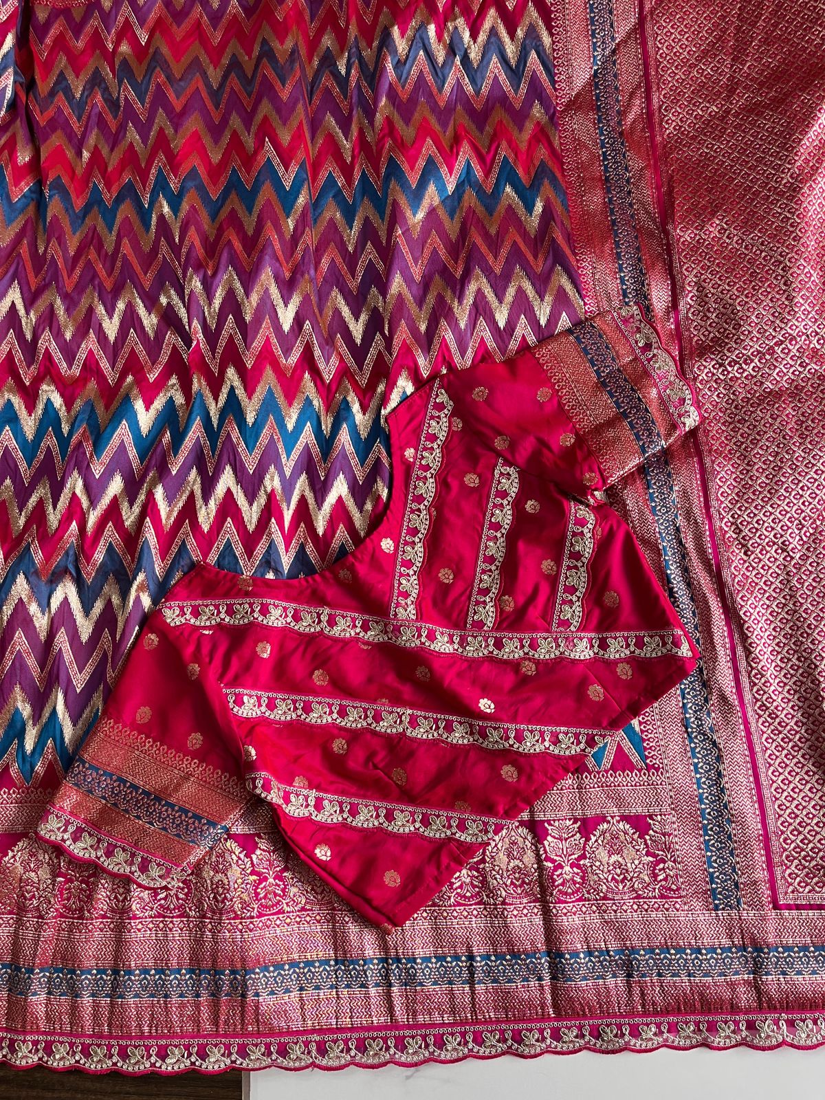 Banarasi Silk Saree with Stitched Blosue with lace (Celebrate inspired)