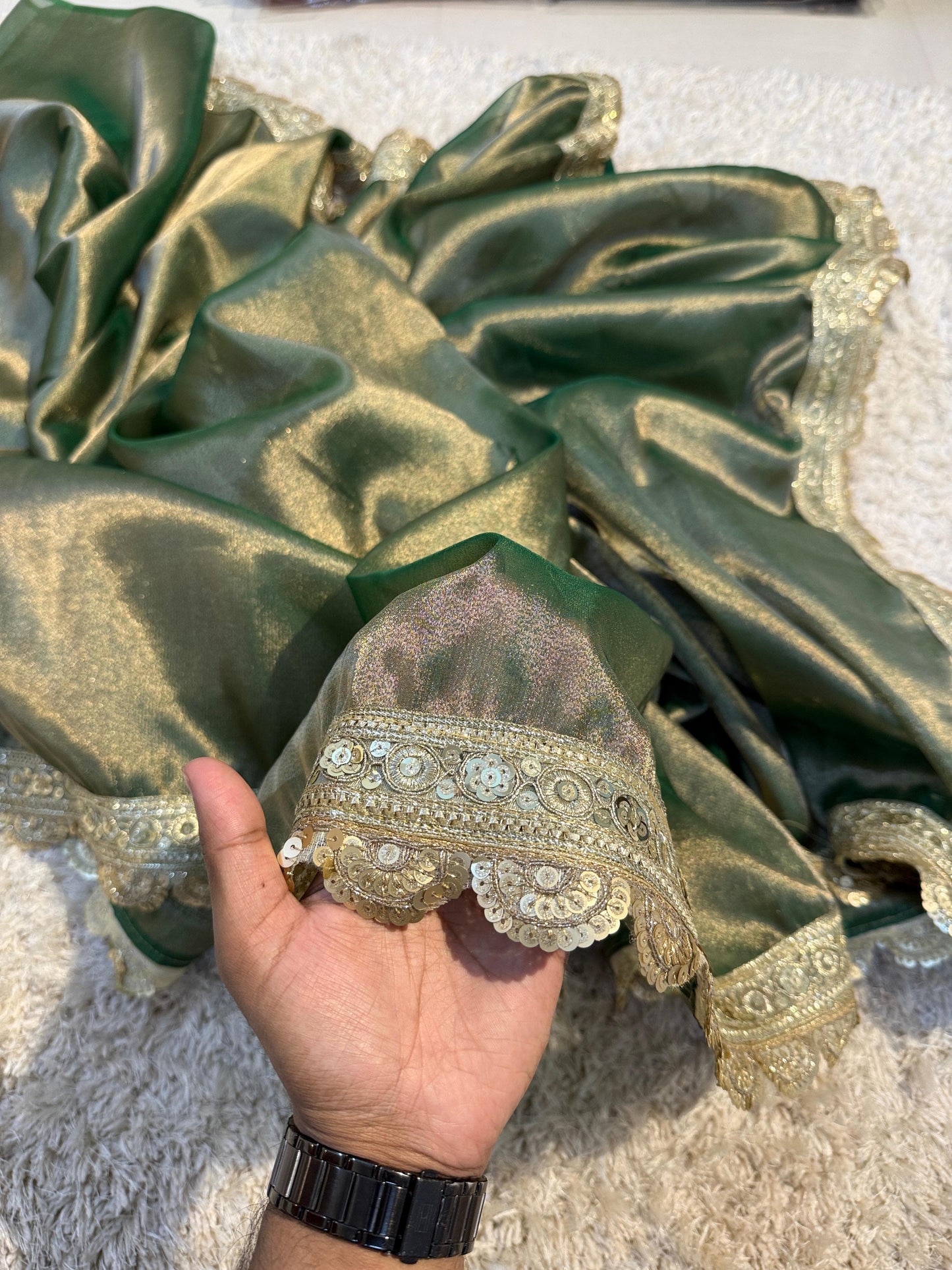 Green Soft Tissue Banarasi