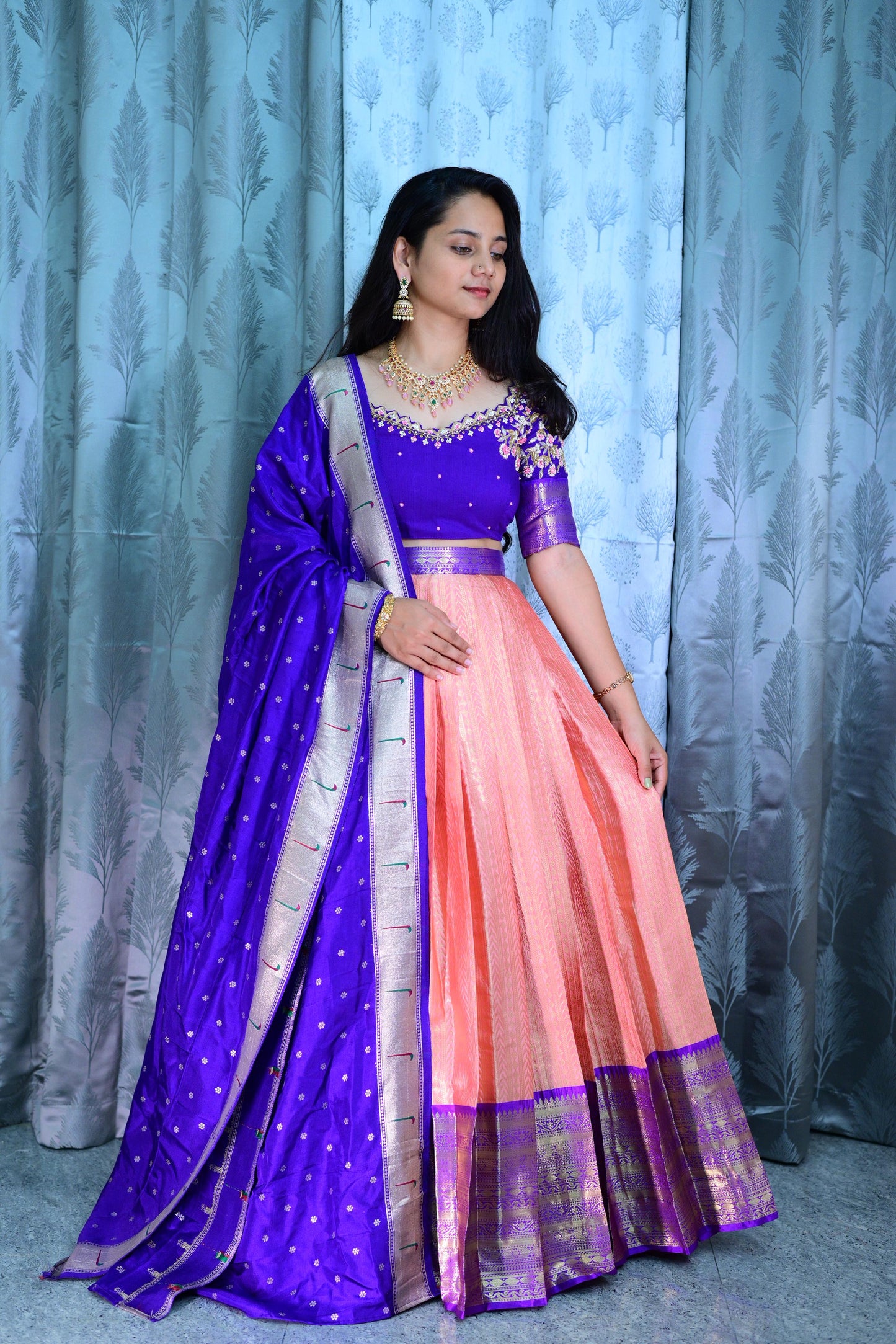 Pure Maggam work Kanchipuram lehengas