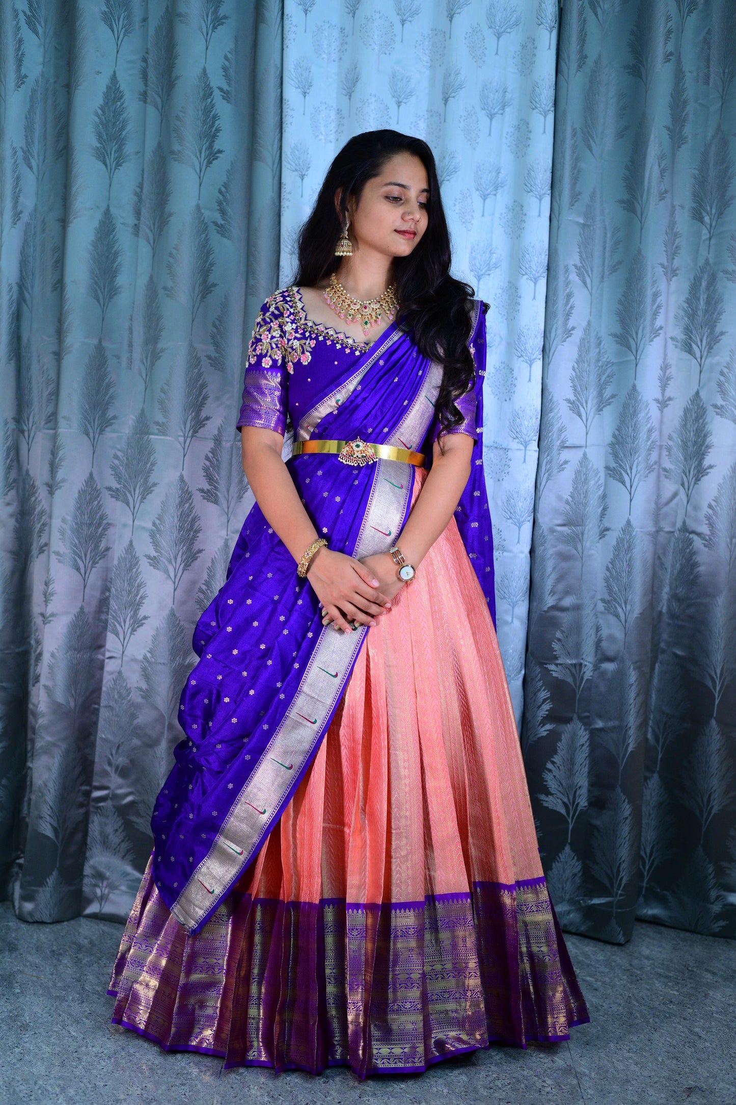 Pure Maggam work Kanchipuram lehengas