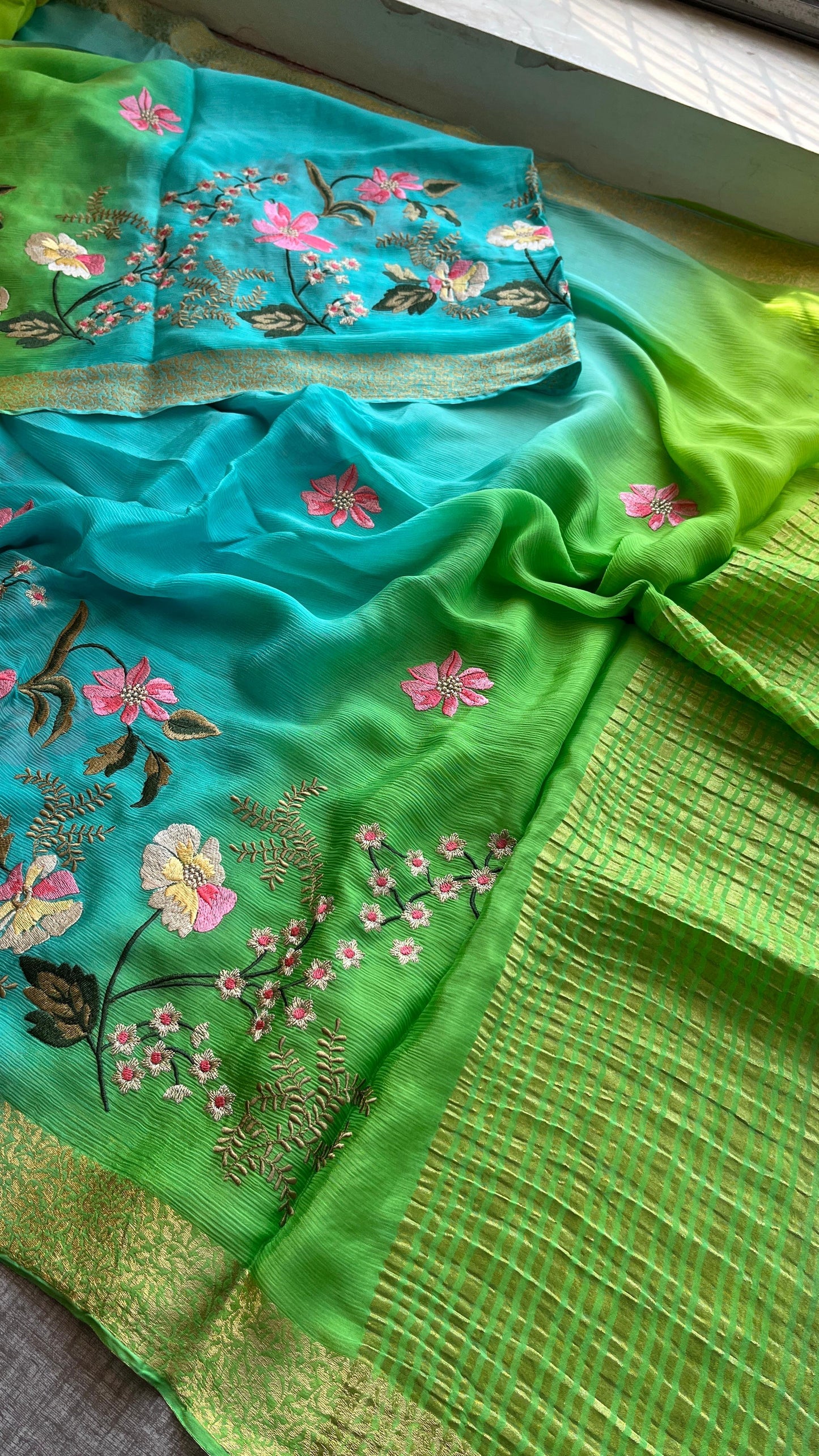 Pure Chinon Crepe Luxe Saree