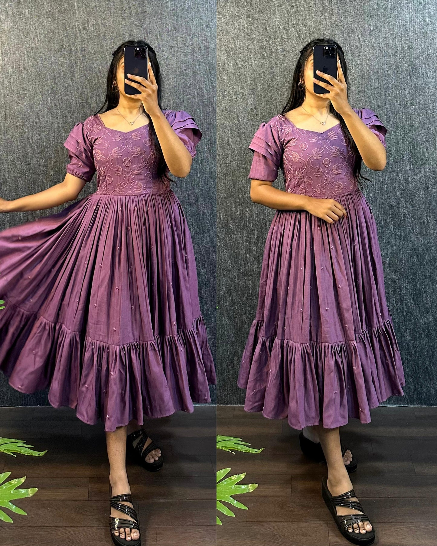 Sundari work gowns with unique style hands