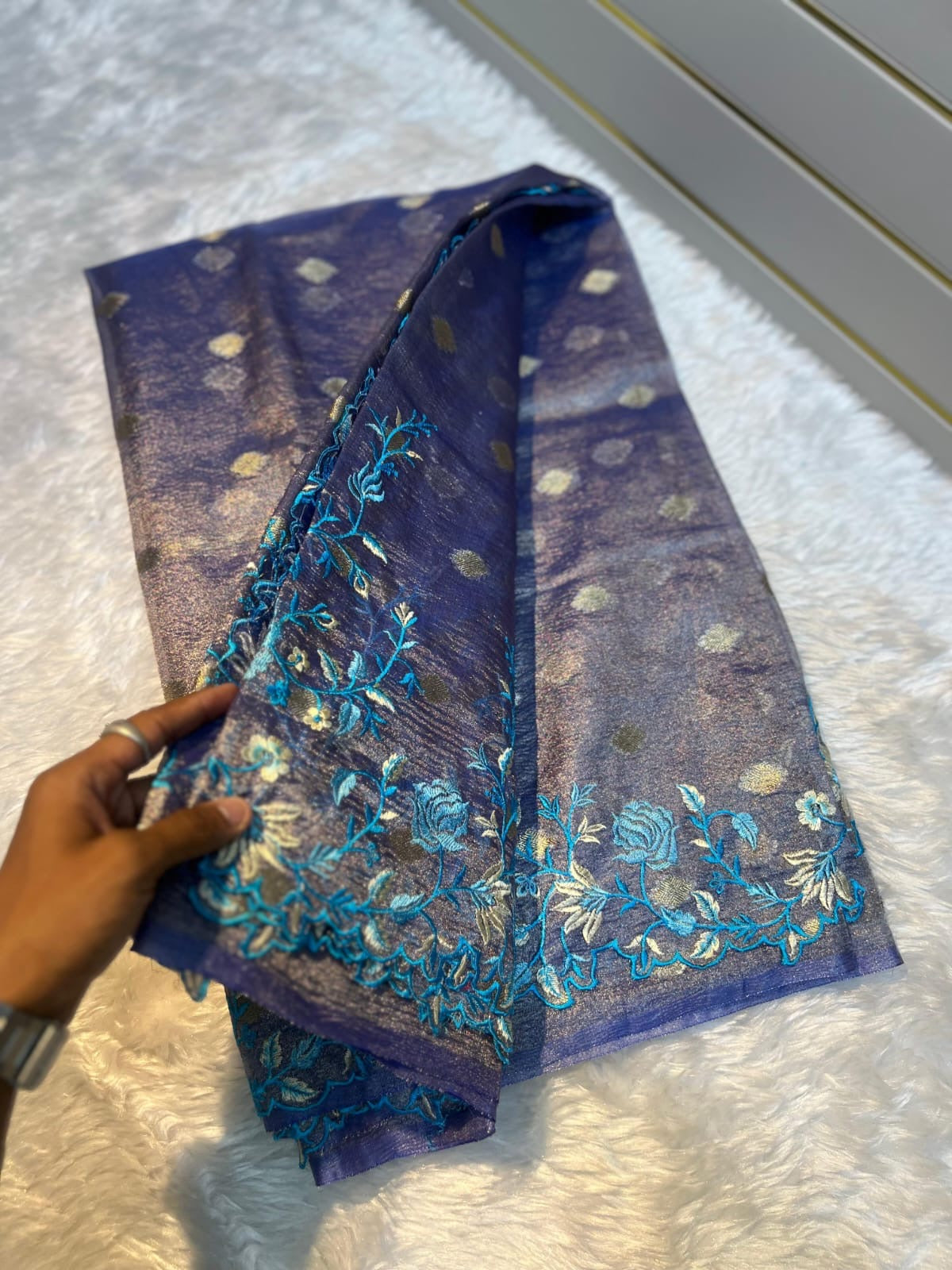 Katwar Jall Embroidery Trendy saree