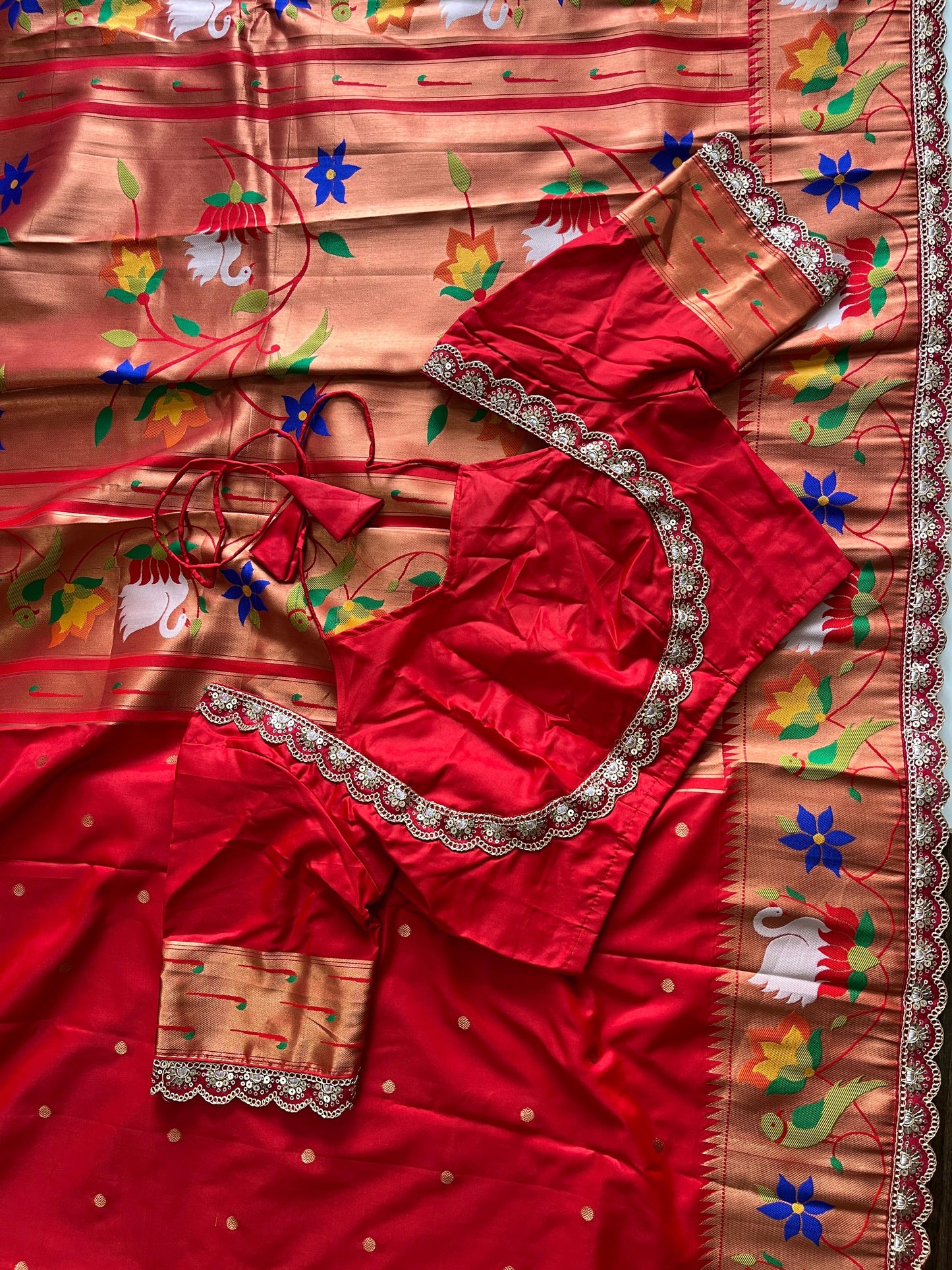 Banarasi Paithani saree with stitched blouse