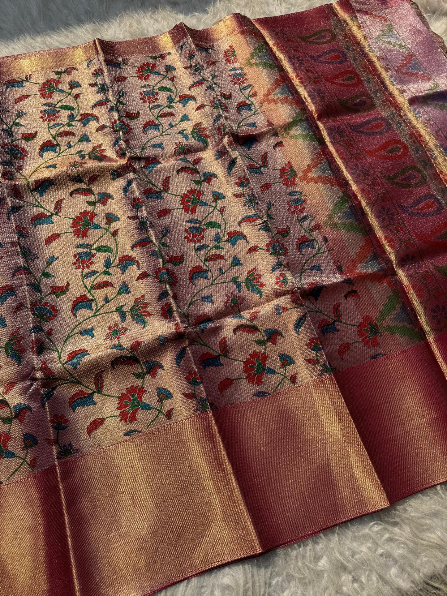 Banarasi semi Kanchipuram sarees tissue