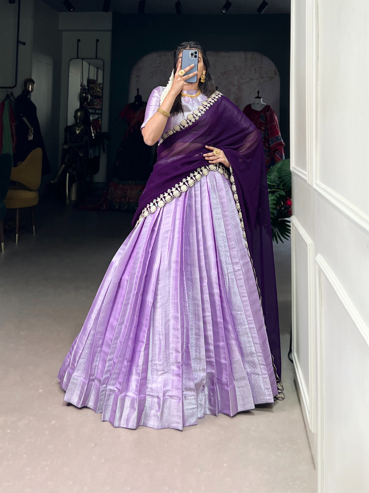 Purple Look Unstitched Lehengas set