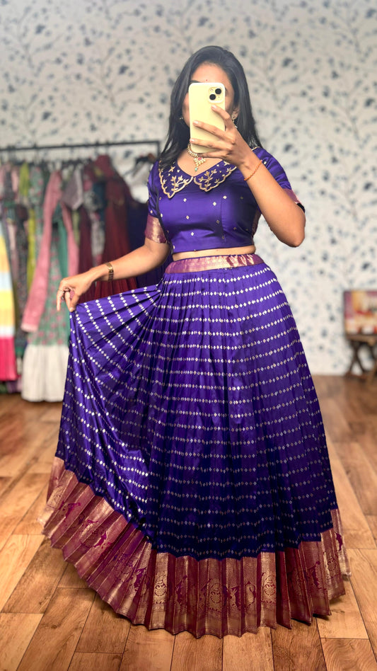 Pattu Vibe Fusion Maggam Lehengas